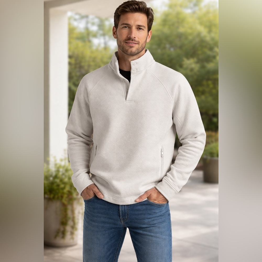 🍋🍋Lululemon Athletica Cream Snap Pullover Textured Tech fleece quarter zip